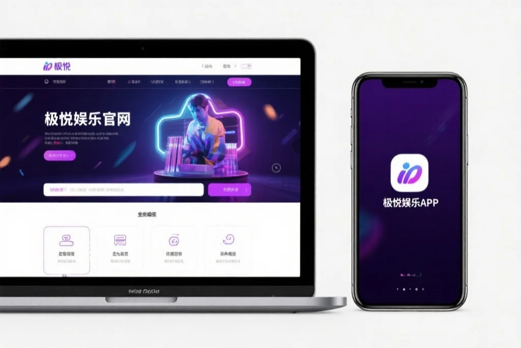 一台笔记本电脑屏幕上显示着意昂4娱乐官网的界面，旁边是一部手机显示着意昂4娱乐APP，两者并列对比